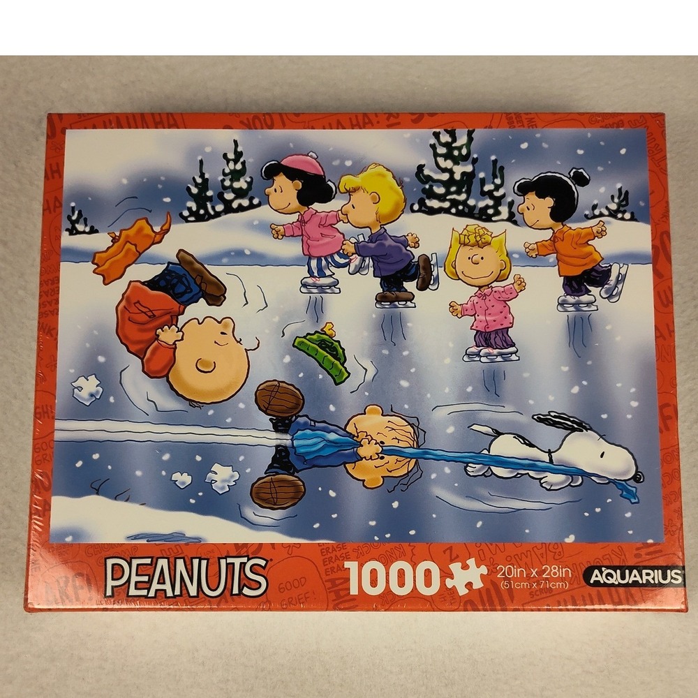 New Aquarius Peanuts Ice Skating 1000 Piece Jigsaw Puzzle Charlie Brown Snoopy